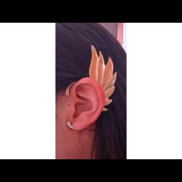 Women Unisex Single Left Ear Cuff Earring 1 Piece Feathered Metal Gold Tone NWOT - Picture 4 of 5